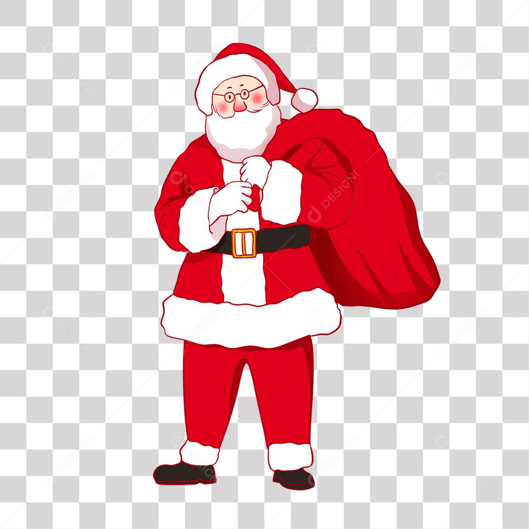 Papai Noel Segurando Saco de Presente Elemento Para Composição PNG