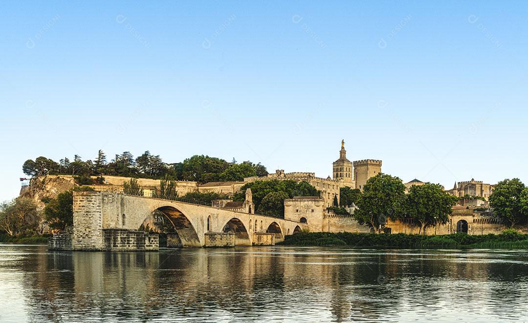 Vista Panorâmica de Avignon na Hora de Ouro - Vista do para Imagem JPG