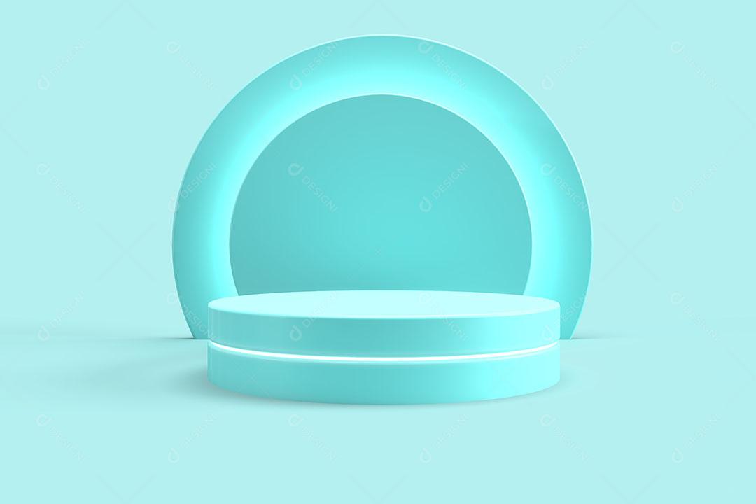 Pódio Azul Com Arco de Luz e Nuvem para Apresentação do Produto Background JPG