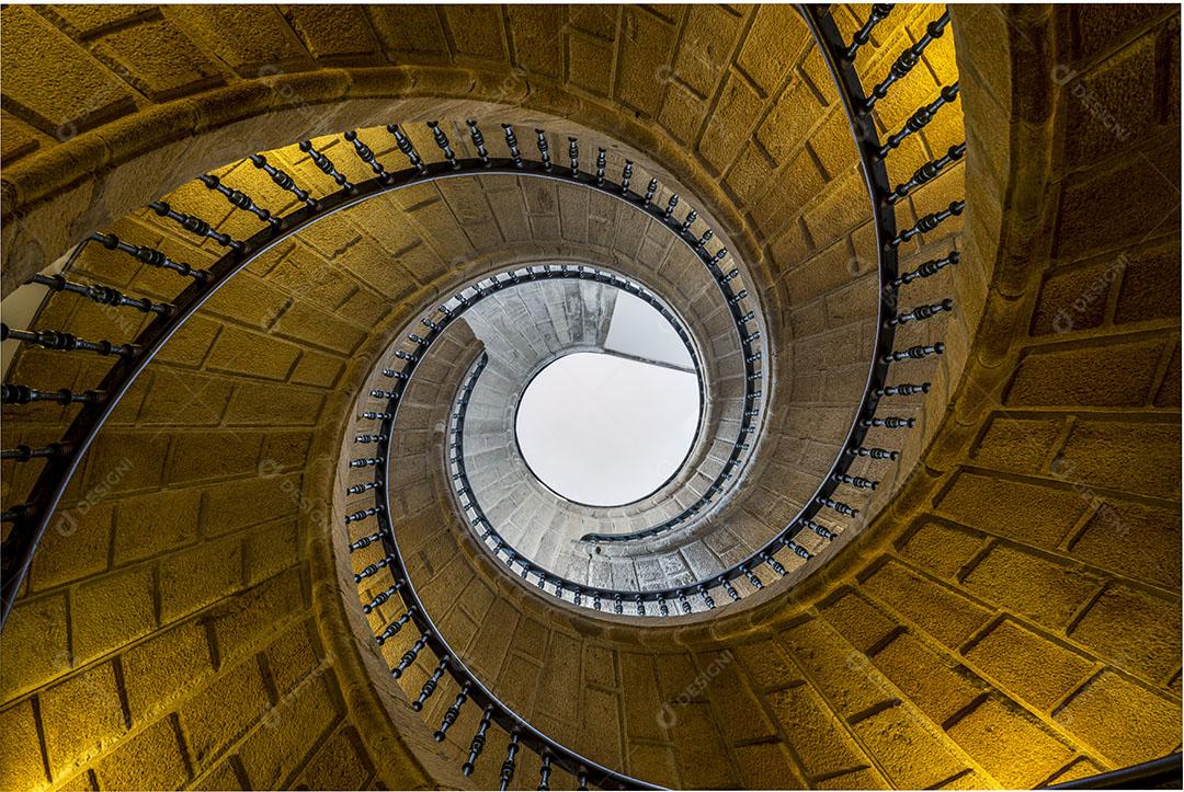 Escada Tripla Em Espiral Barroca no Interior de Um Mosteiro Em Santiago de Compostela, Espanha Imagem JPG