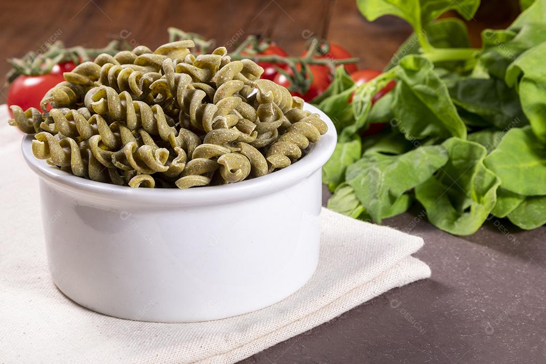 Foto Vegetariano Macarrão Vegan Espinafre Comida Saudável Imagem JPG