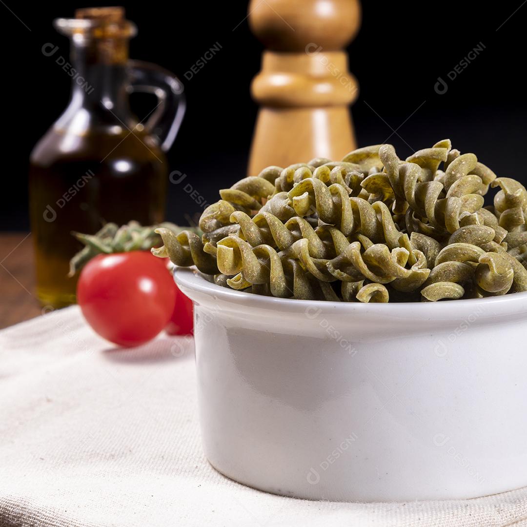 Foto Vegetariano Macarrão Vegan Espinafre Comida Saudável Imagem JPG