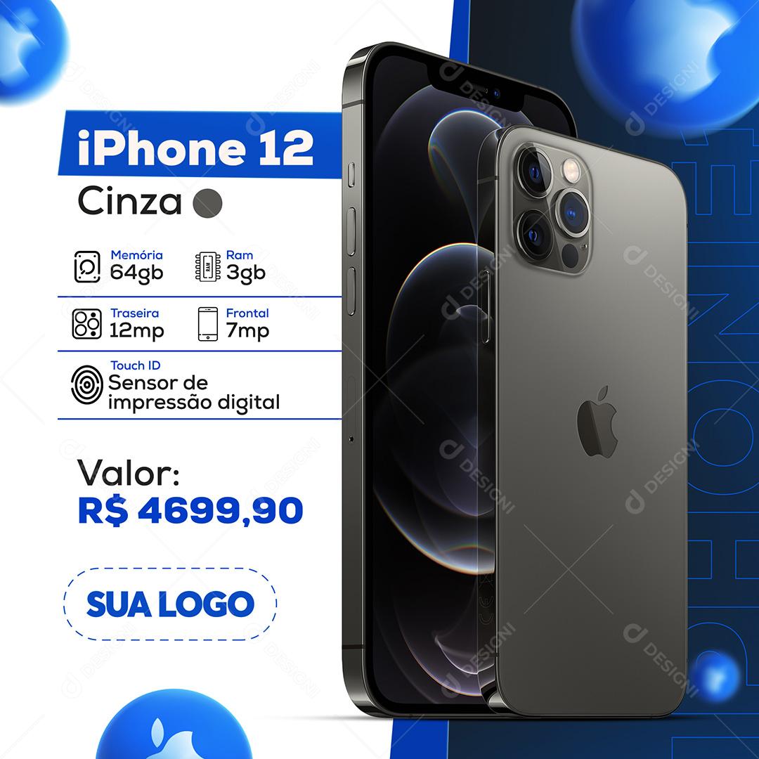 Post Celular Iphone 12 Social Media PSD Editável