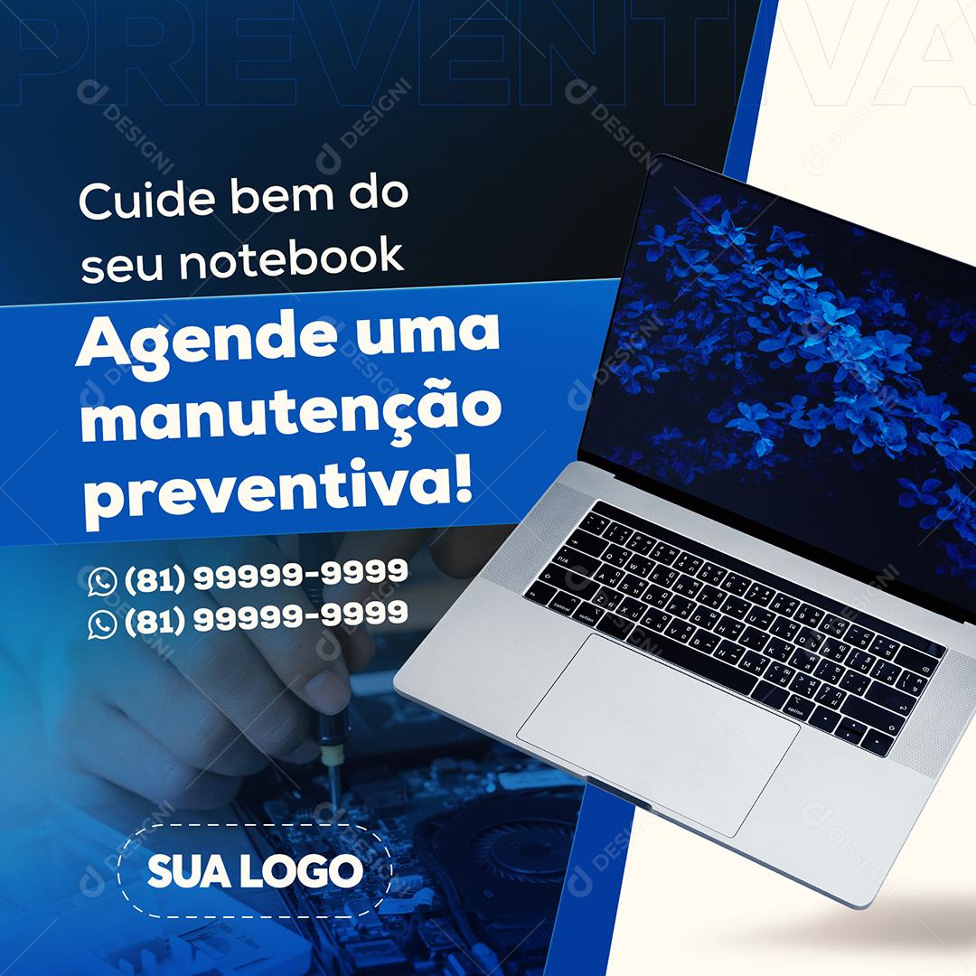 Post Cuide Bem Do Seu Notebook Social Media PSD Editável