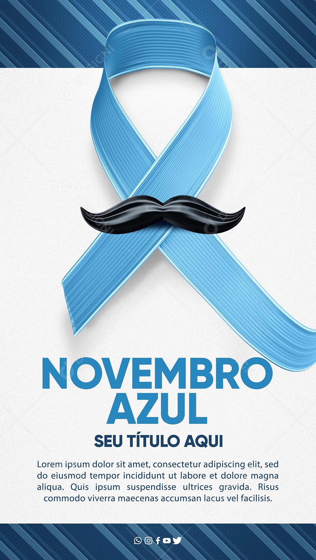 Post Para Story Social Media Novembro Azul Texto Editável
