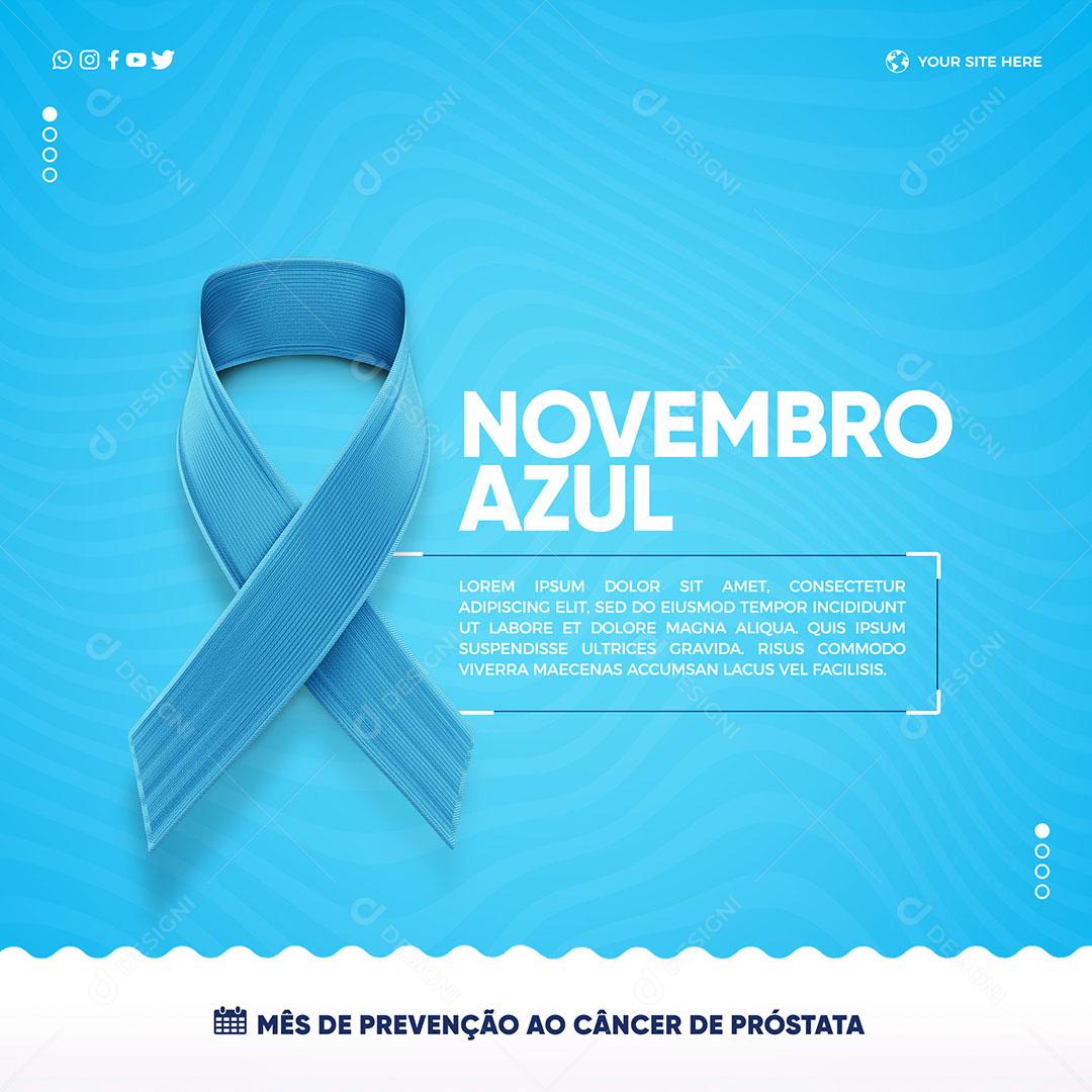 Social Media Feed Data Comemorativa Novembro Azul Laço Azul PSD Editável