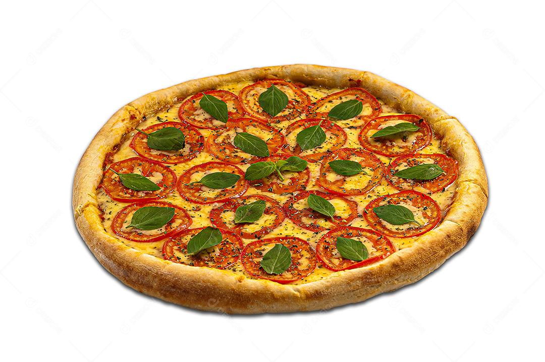 Pizza Marguerite Em Fundo Branco