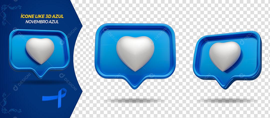 Ícones 3D Amei Coração Facebook Redes Sociais Elemento Para Composição PSD Editável