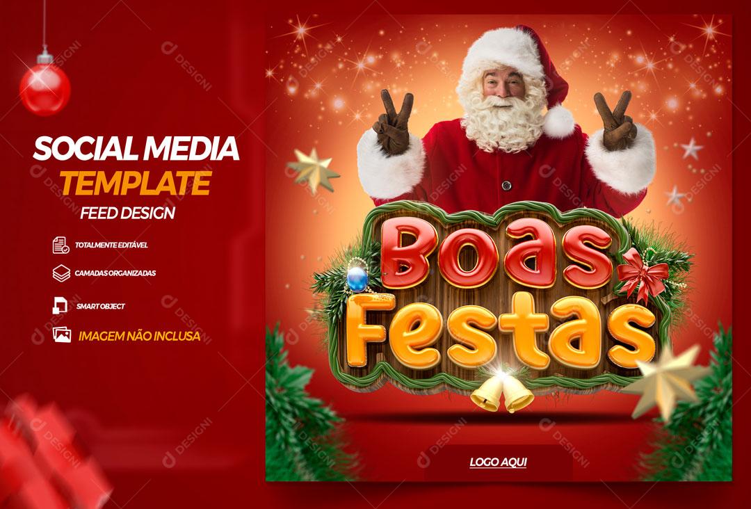 Social Media Template Natal Boas Festas Feed PSD Editável