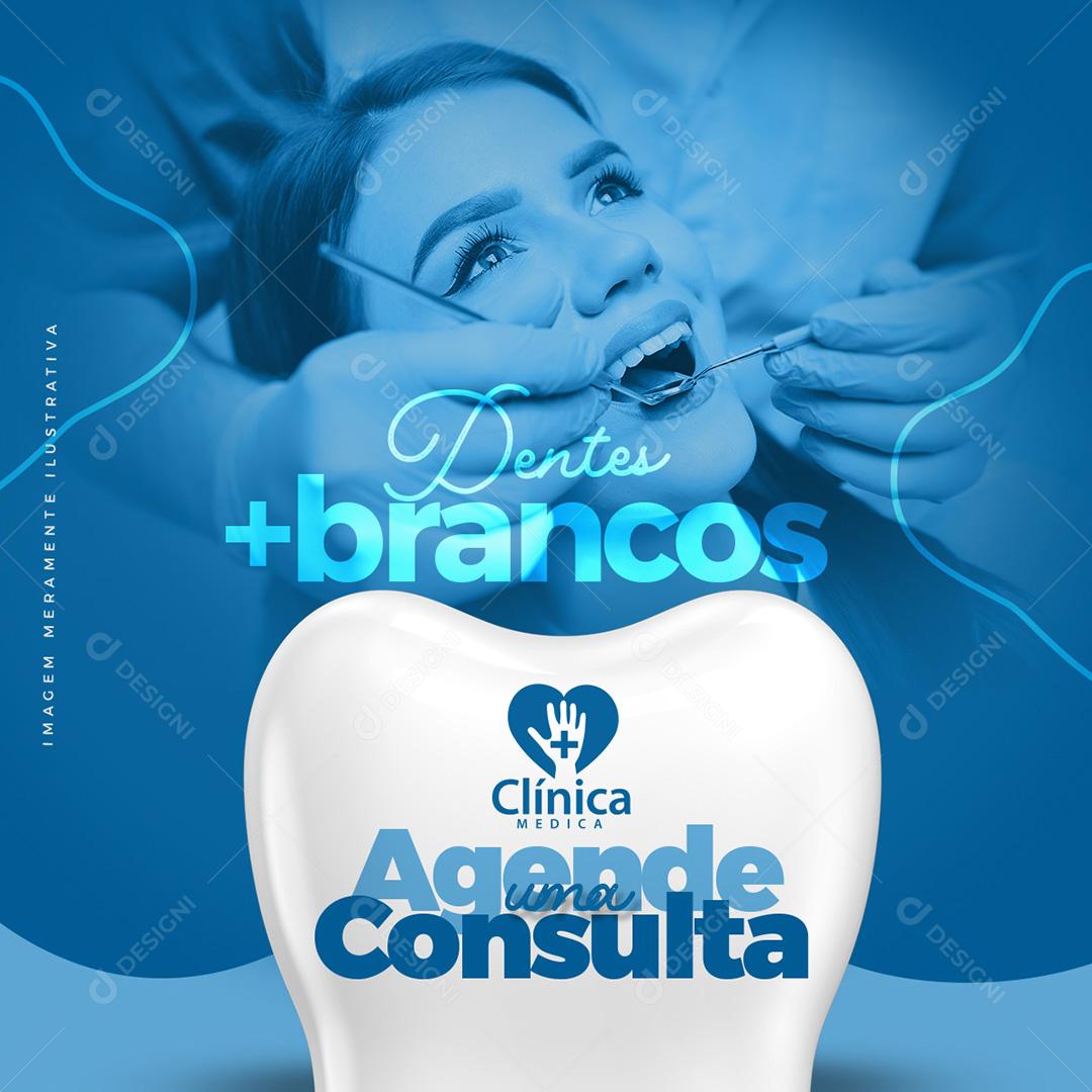 Post Odontologia Dentes Mais Brancos Social Media PSD Editável