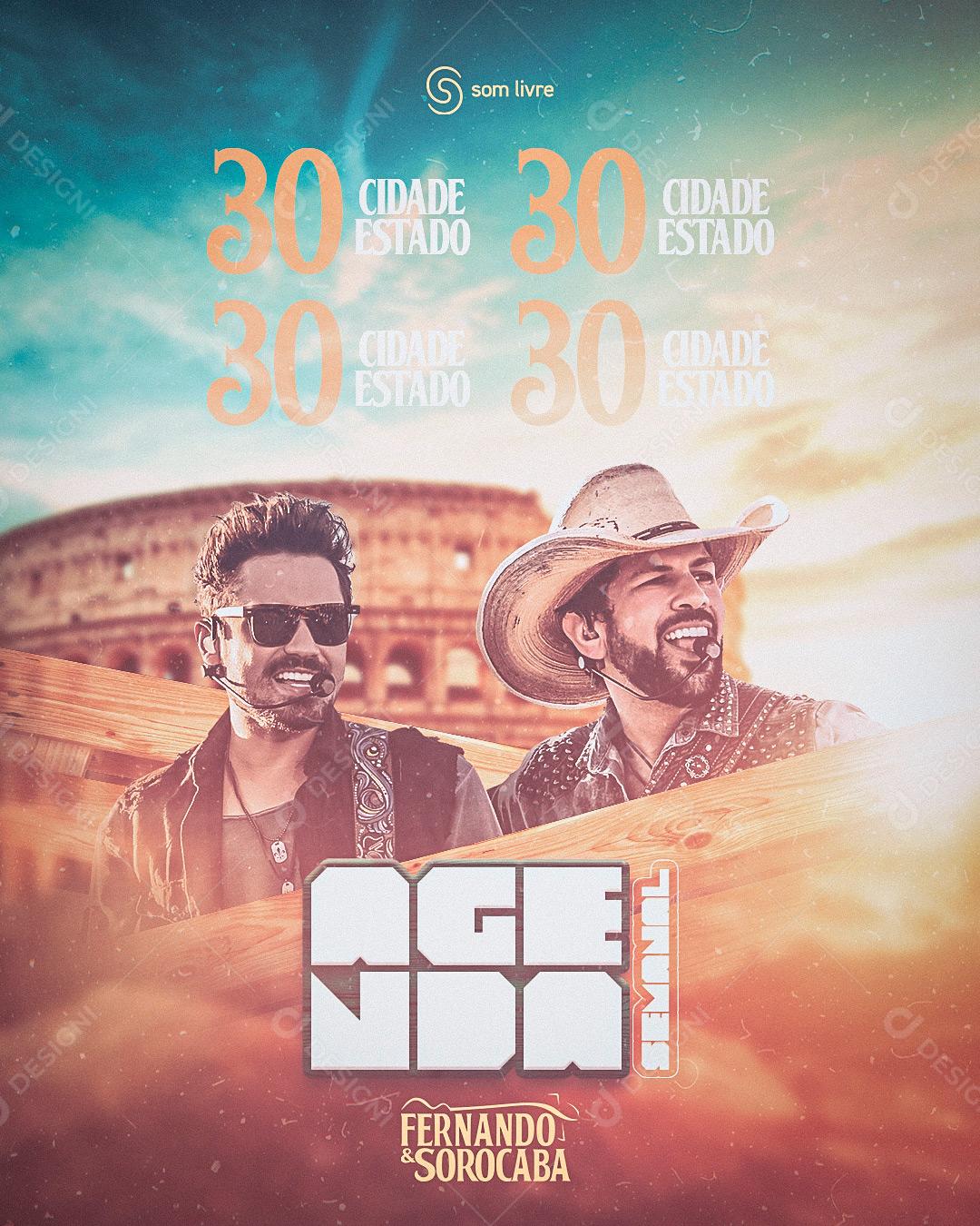 Post Flyer Feed Fernando e Sorocaba Social Media PSD Editável