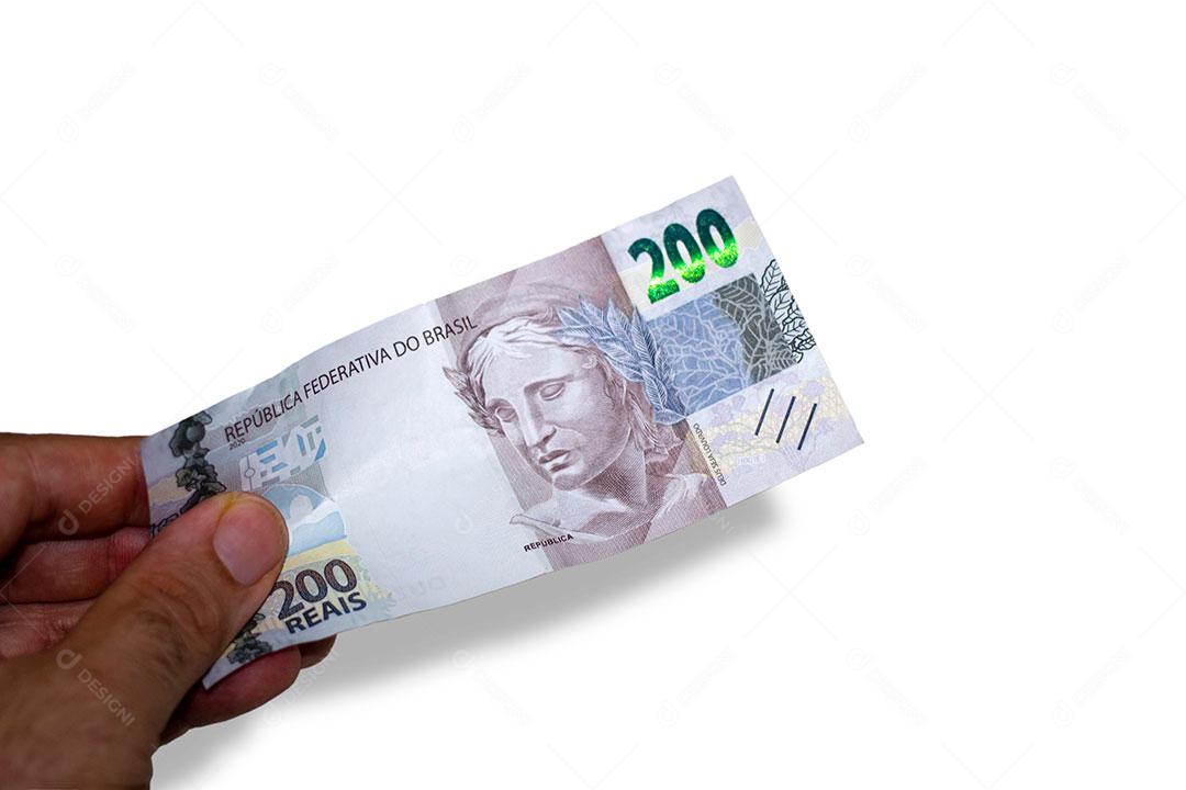 Mão Segurando Nota de Duzentos Reais Imagem JPG
