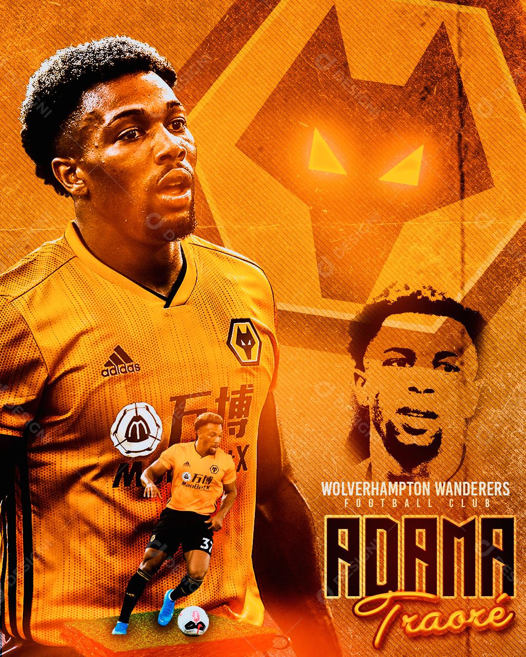 Post Flyer Jogador de Futebol Social Media PSD Editável