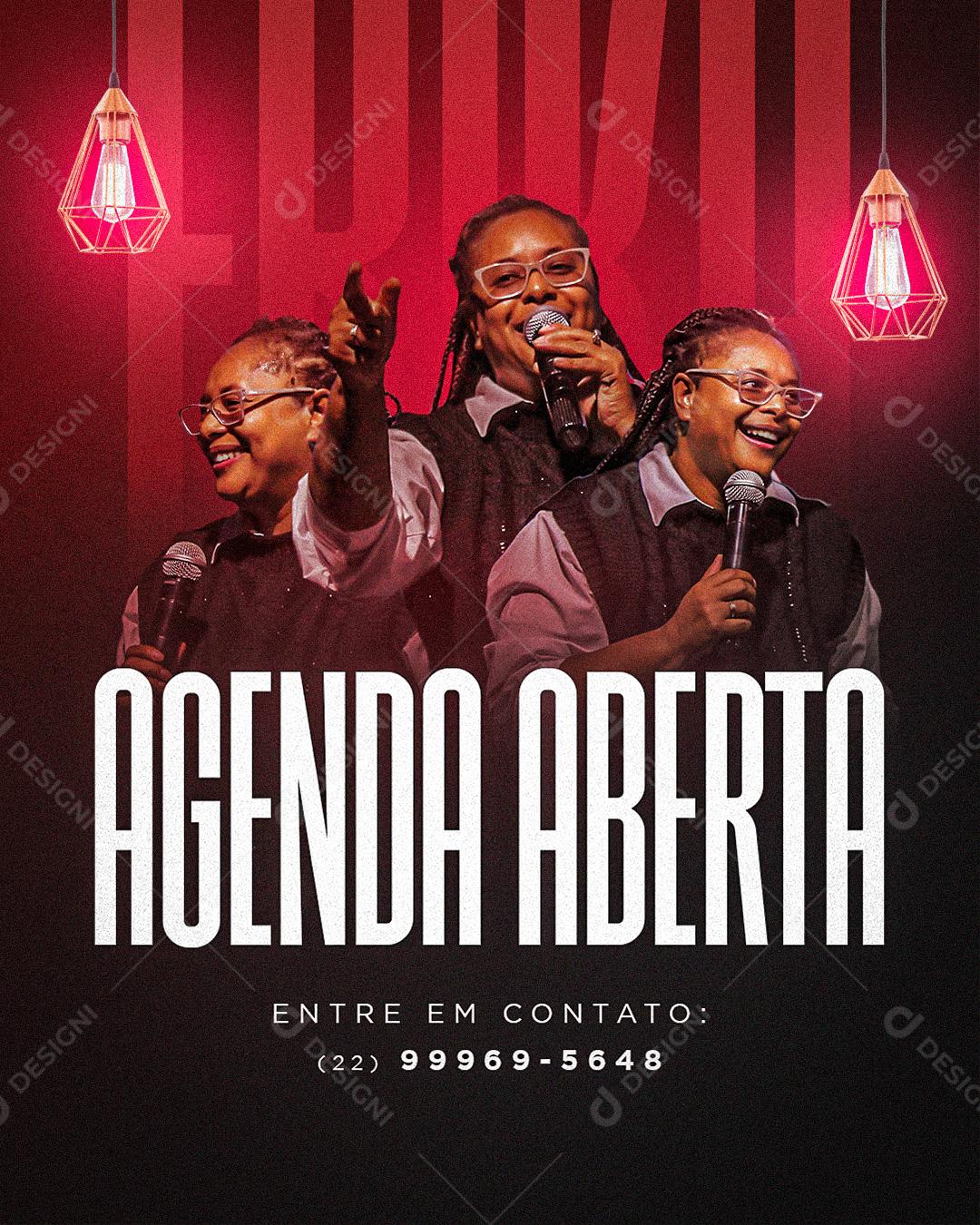 Flyer Agenda Aberta Pregadora Social Media PSD Editável