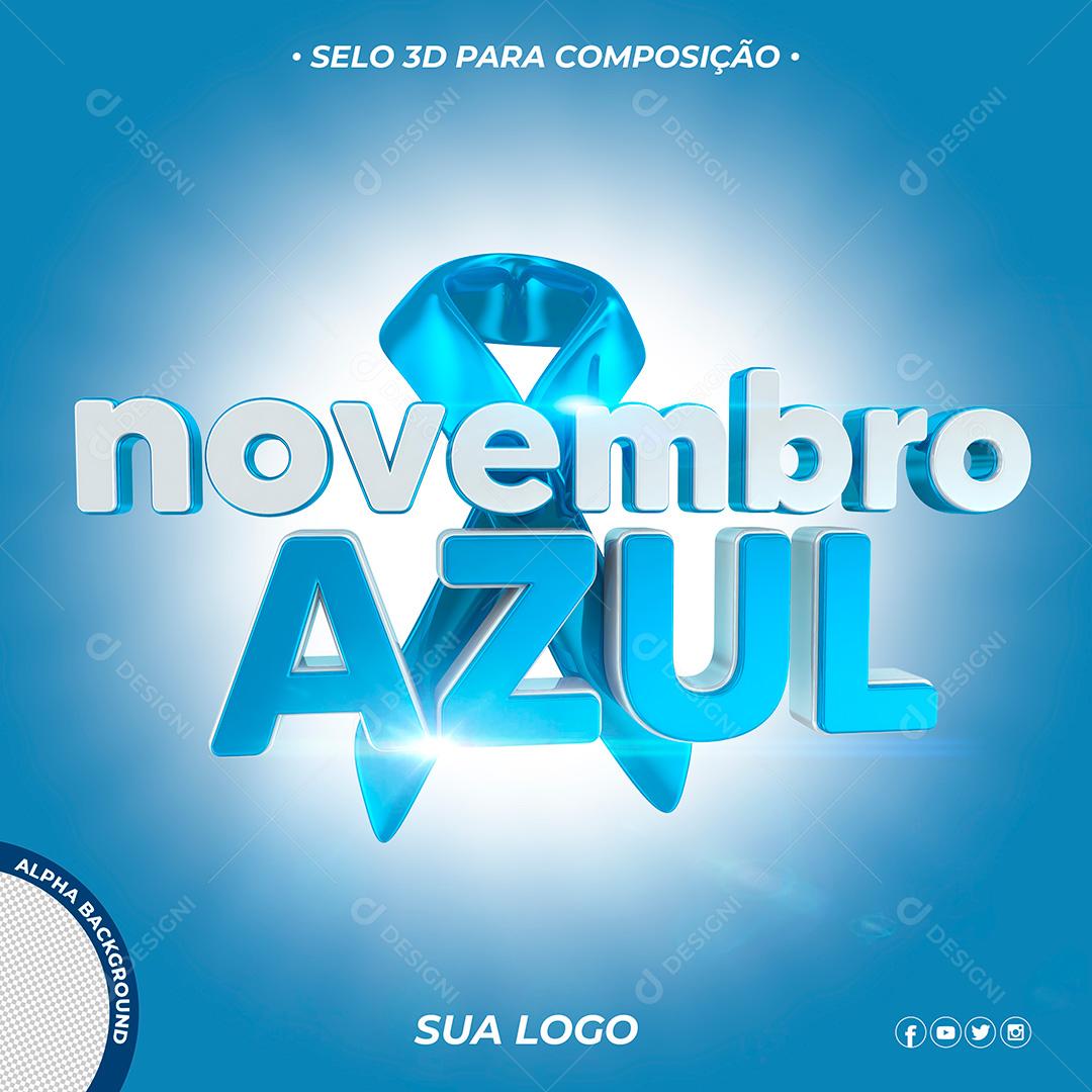 Selo 3D para Composição Novembro Azul PSD