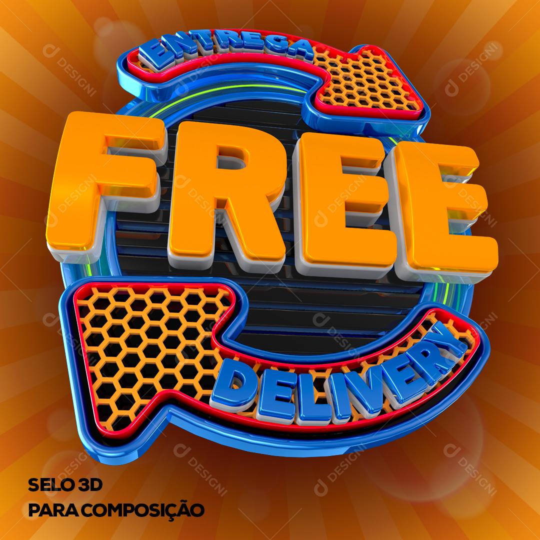 Selo 3D Para Composição Entrega Free Delivery PNG Transparente Sem Fundo