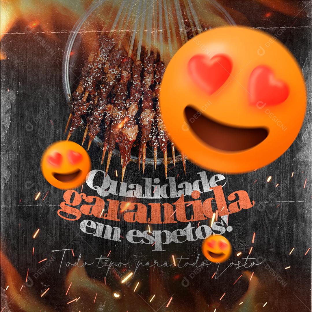 Qualidade Garantida Em Espetos De Carne Social Media PSD Editável
