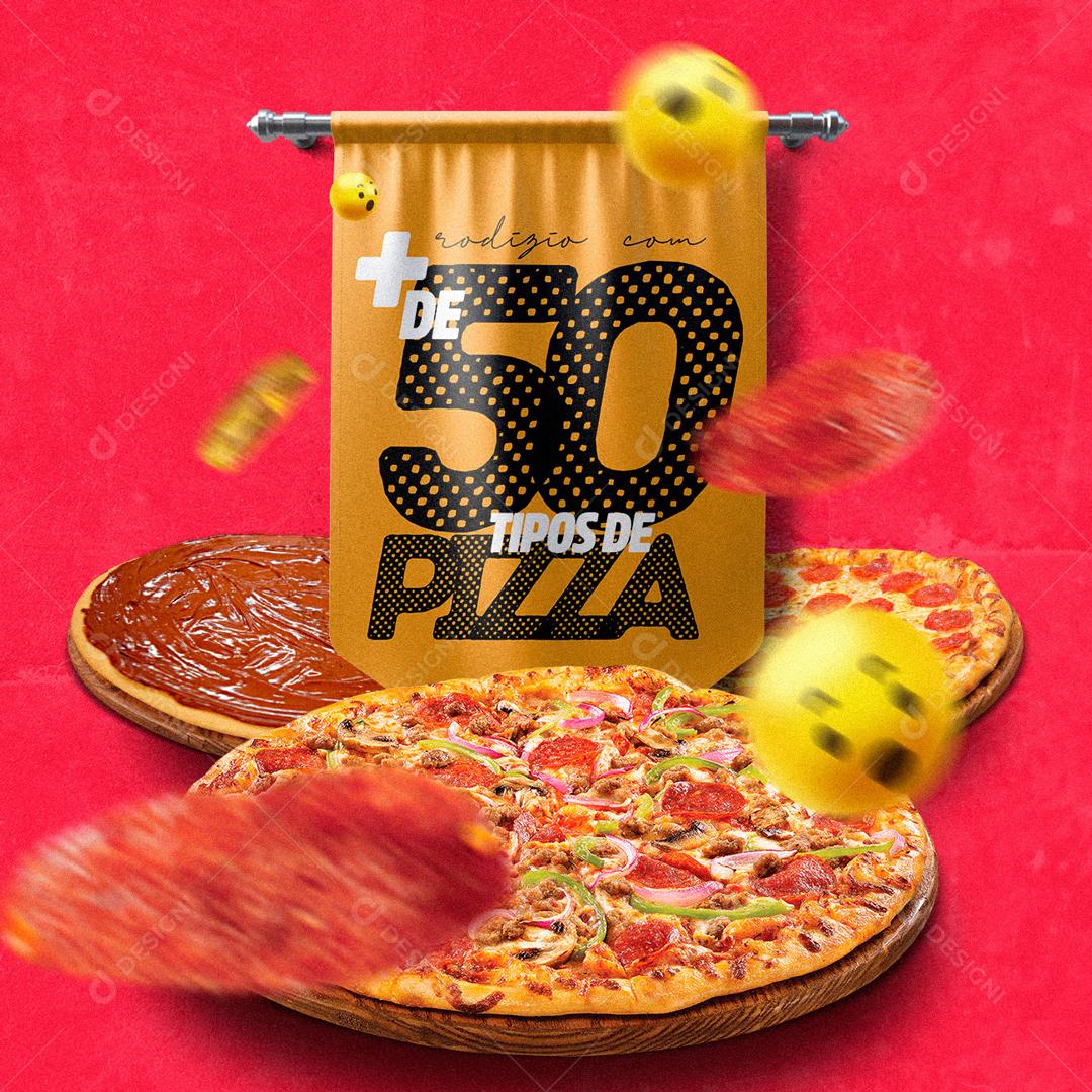 Mais De 50 Tipos De Pizza Social Media PSD Editável