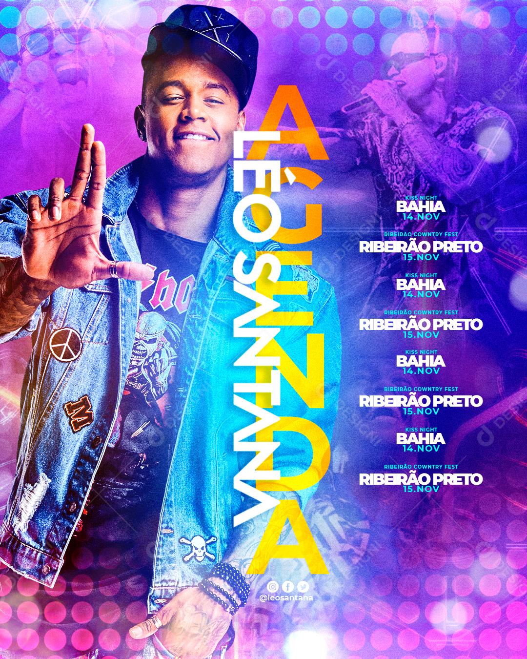 Léu Santana Agenda Mensal Social Media PSD Editável