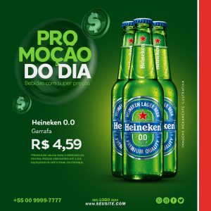 Promoção Do Dia Cerveja Heineken 0,0% Álcool Social Media PSD Editável