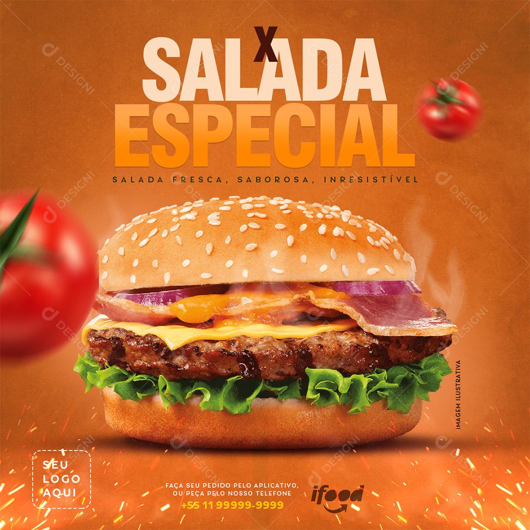 Hambúrguer Hamburguerias X-Salada Especial Social Media PSD Editável