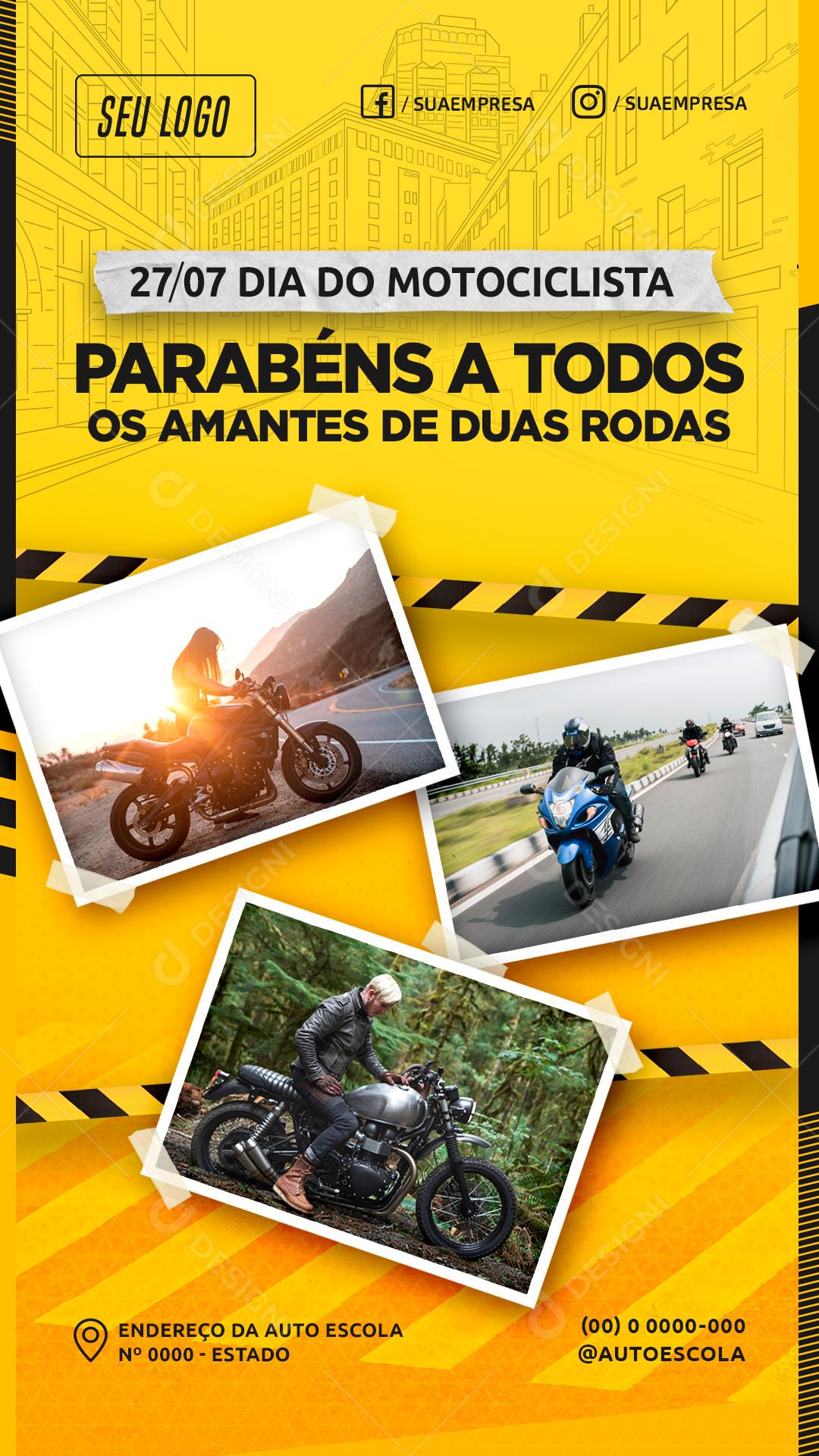 Parabéns Aos Amantes De Duas Rodas Dia Do Motociclista Social Media PSD Editável