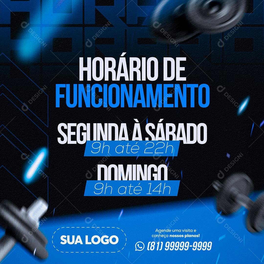 Social Media Academia Horário de Funcionamento PSD Editável