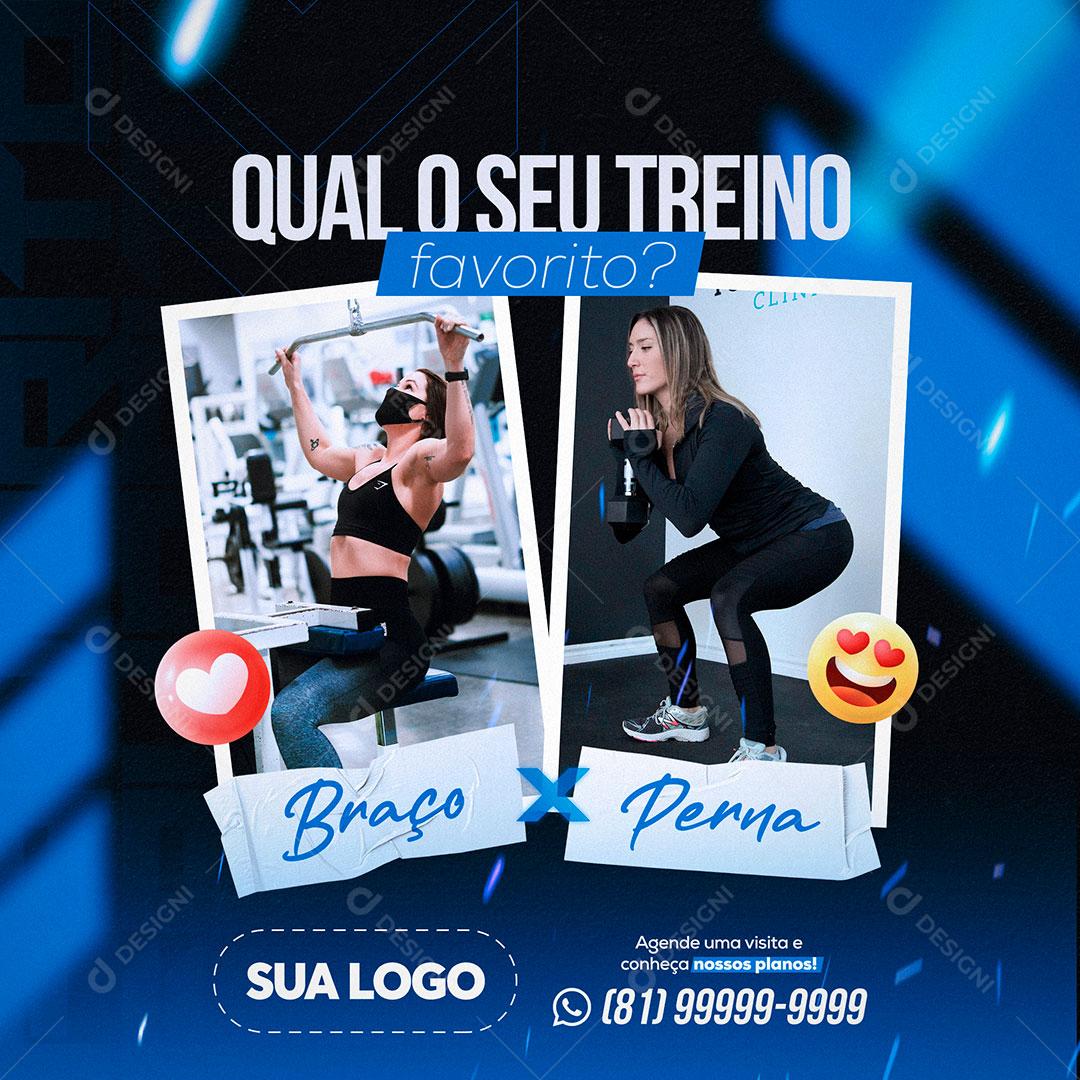 Post Feed Academia Qual o Seu Treino Favorito Social Media PSD