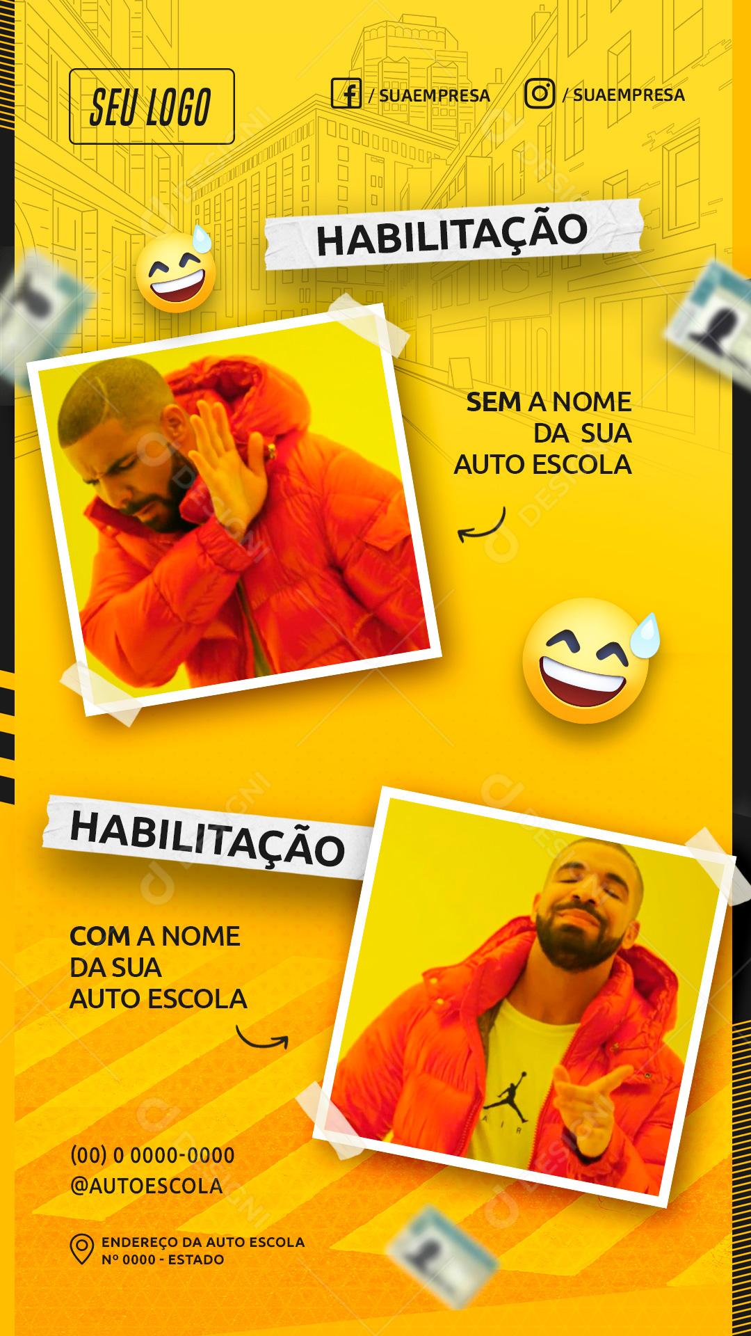 Com Habilitação Sem Habilitação Social Media PSD Editável