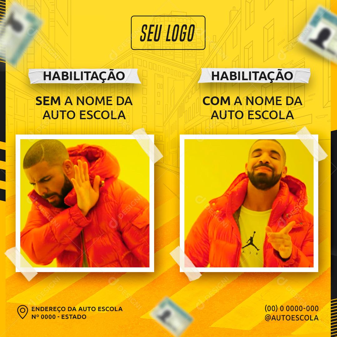Com Habilitação Sem Habilitação Social Media PSD Editável
