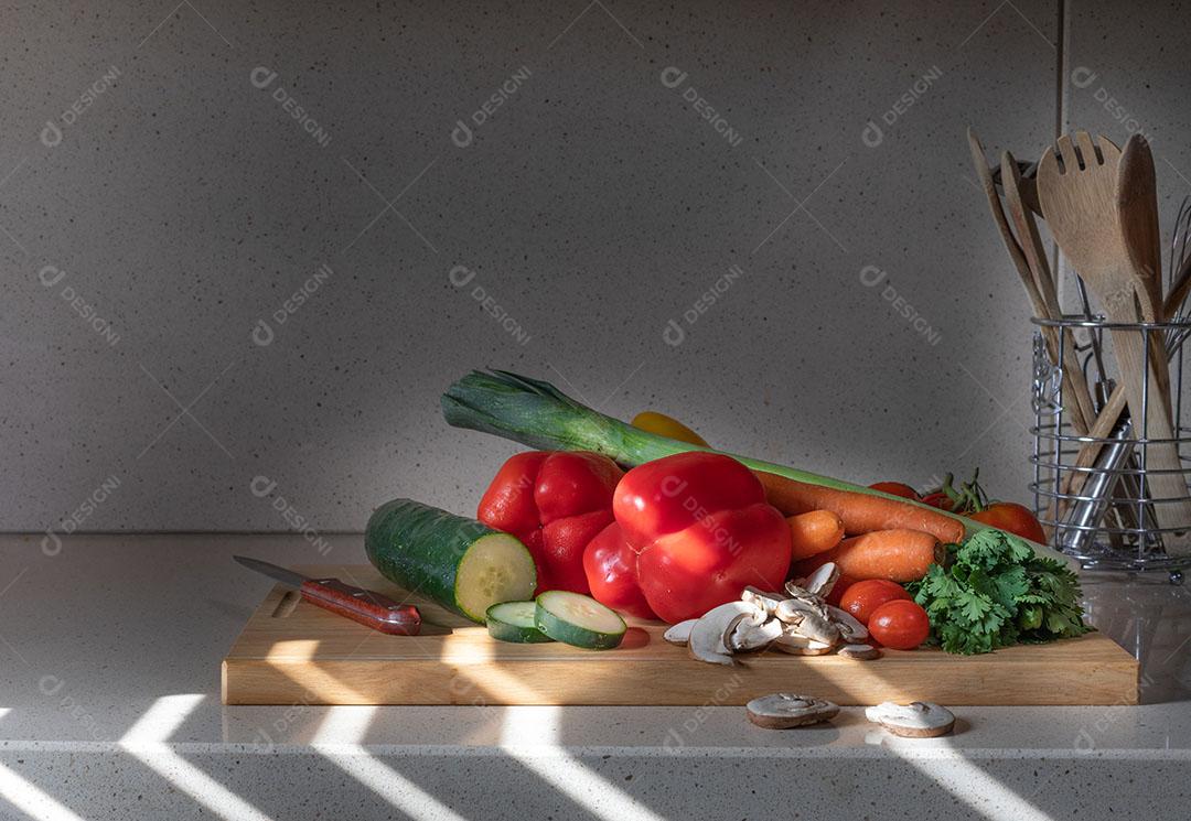 Foto Comida Pia Cozinha Vitrocerâmica Preparação Vegetais Imagem JPG