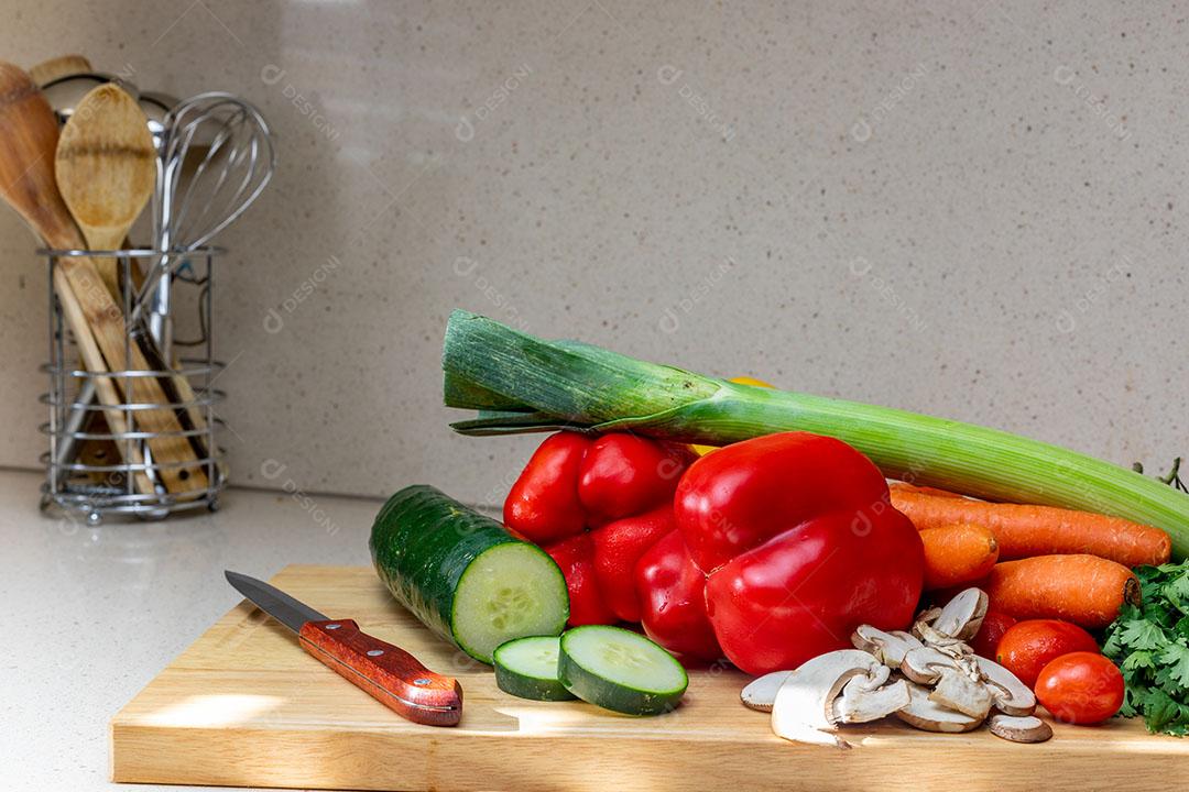 Foto Comida Pia Cozinha Vitrocerâmica Preparação Vegetais Imagem JPG