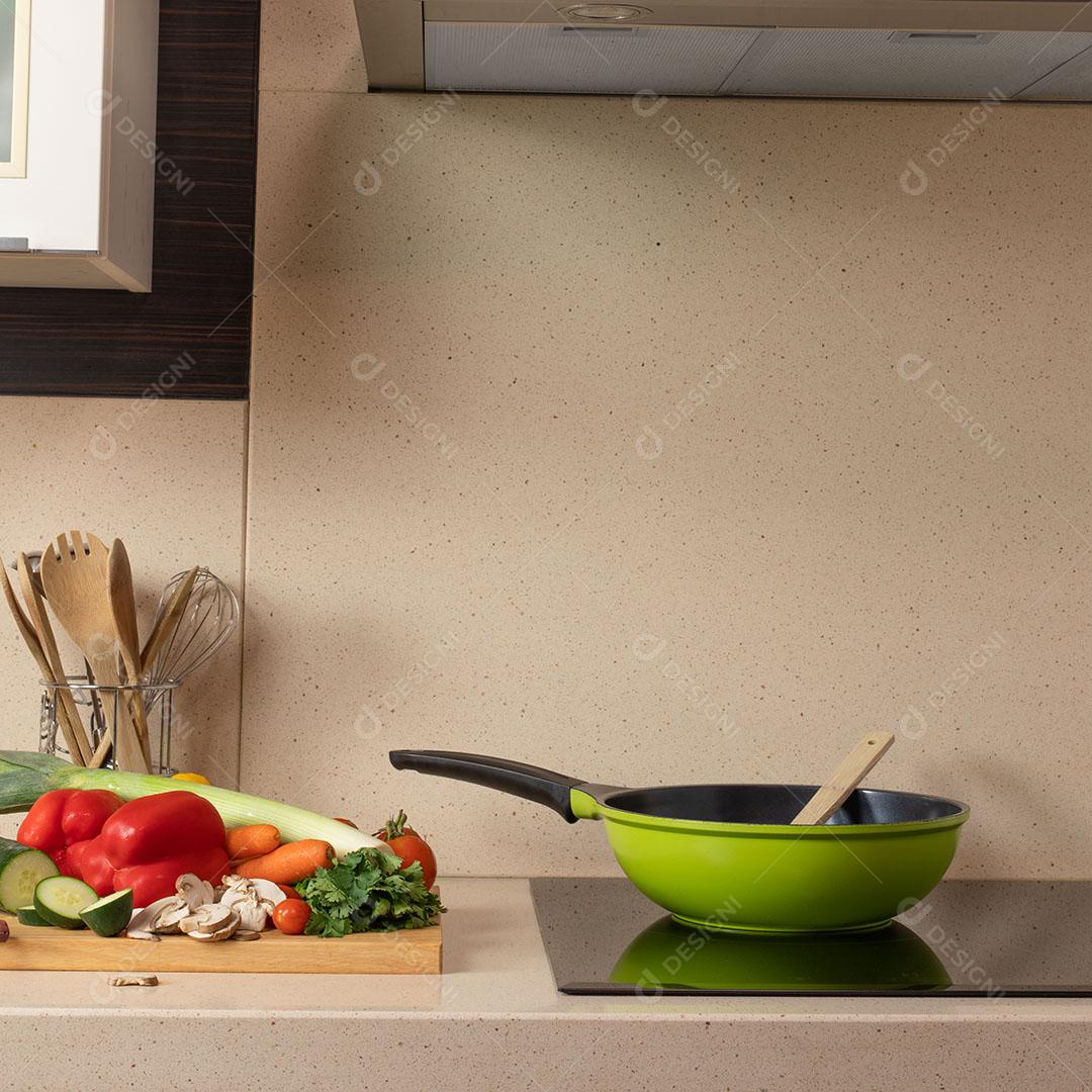 Foto Comida Pia Cozinha Vitrocerâmica Preparação Vegetais Imagem JPG