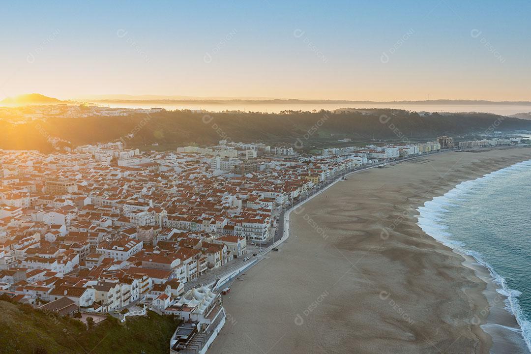 Foto Vista Miradouro Praia Nazaré Nascer Sol Imagem JPG