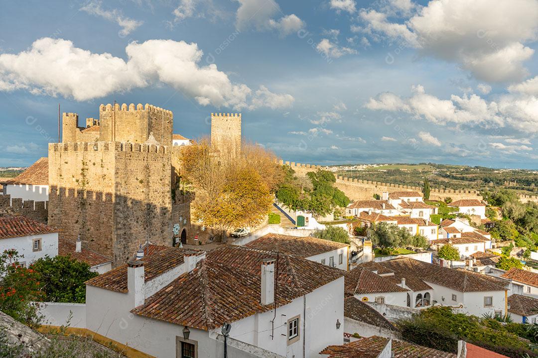 Foto Vista Castelo Vila Medieval Óbidos Imagem JPG