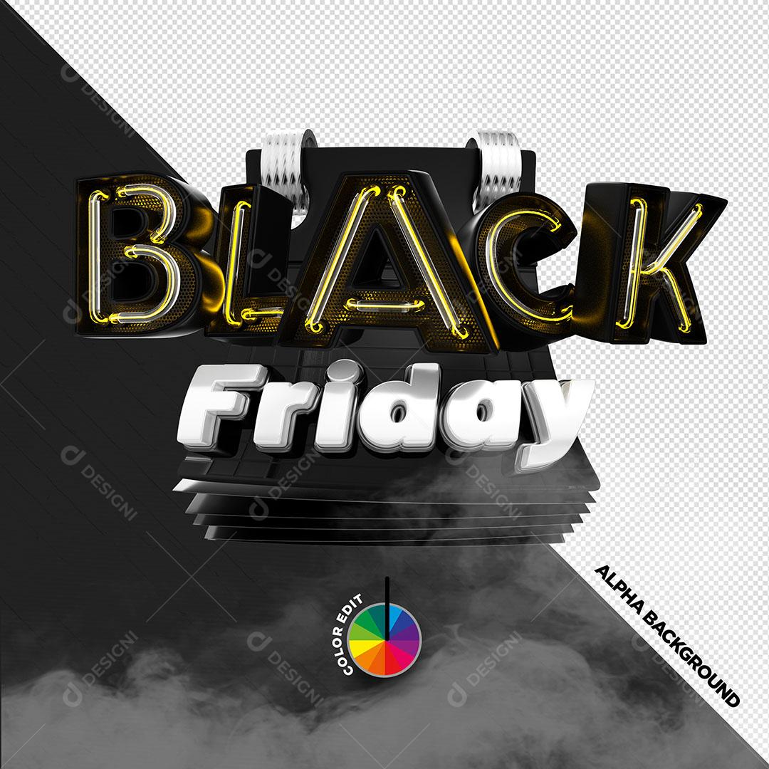 Black Friday Selo 3D Para Composição PSD Editável