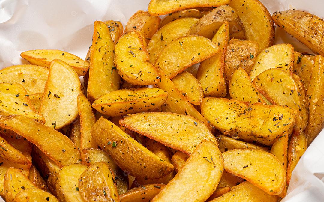 Foto Comida Batata Fritas Servidas Ervas Sal Imagem JPG