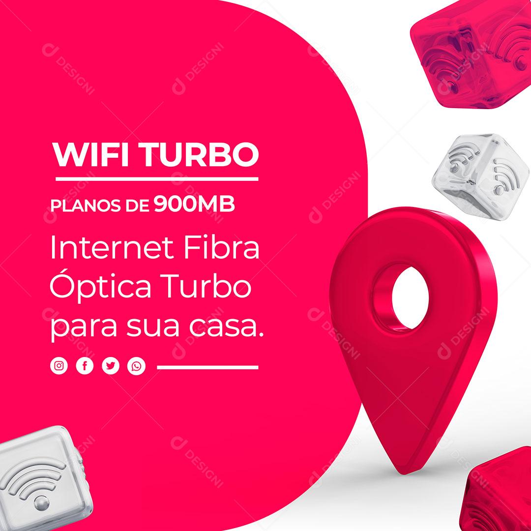 Social Media Provedor de Internet Wi-fi Turbo Planos de 900Mb PSD Editável