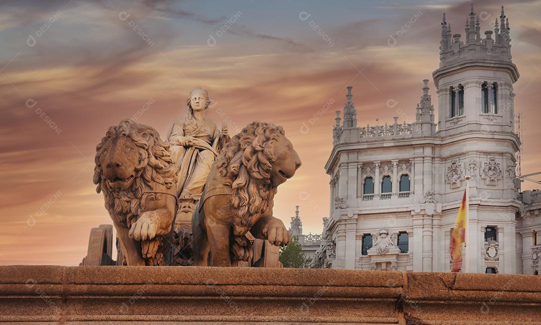 Foto Estátua Cibeles Madrid Espanha Praça Cibeles Imagem JPG