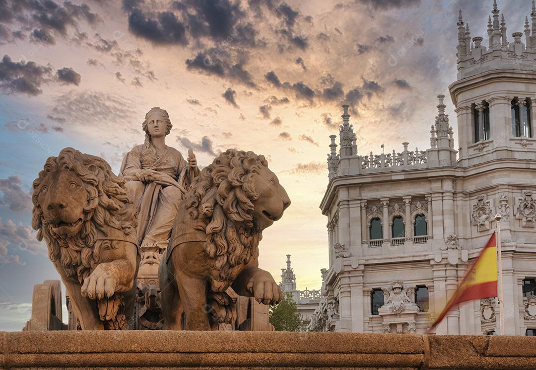 Foto Estátua Cibeles Madrid Espanha Praça Cibeles Câmara Imagem JPG