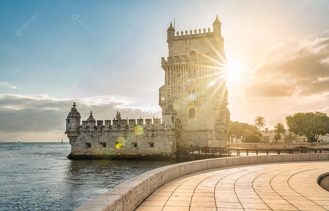Foto Vista Torre Belém Lisboa Portugal Pôr do Sol Imagem JPG