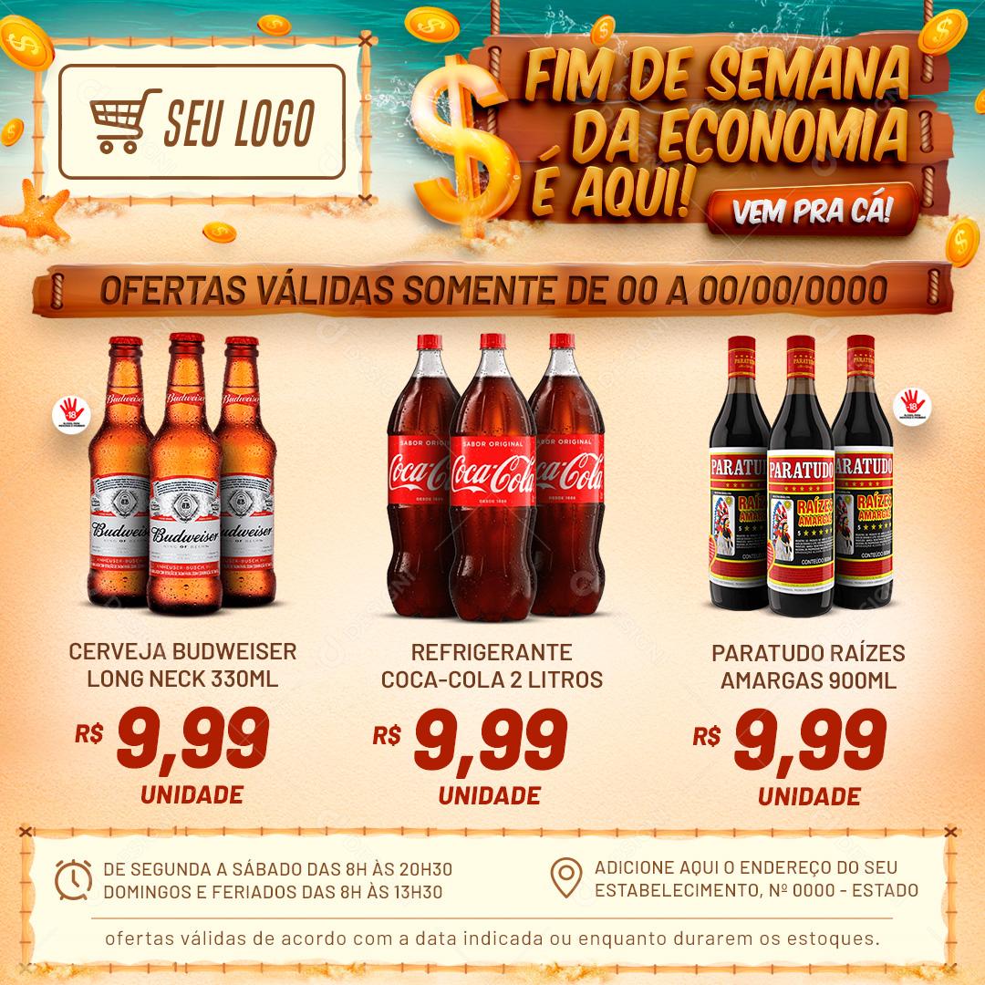 Encarte Fim De Semana Da Economia é Aqui Social  Media PSD Editável