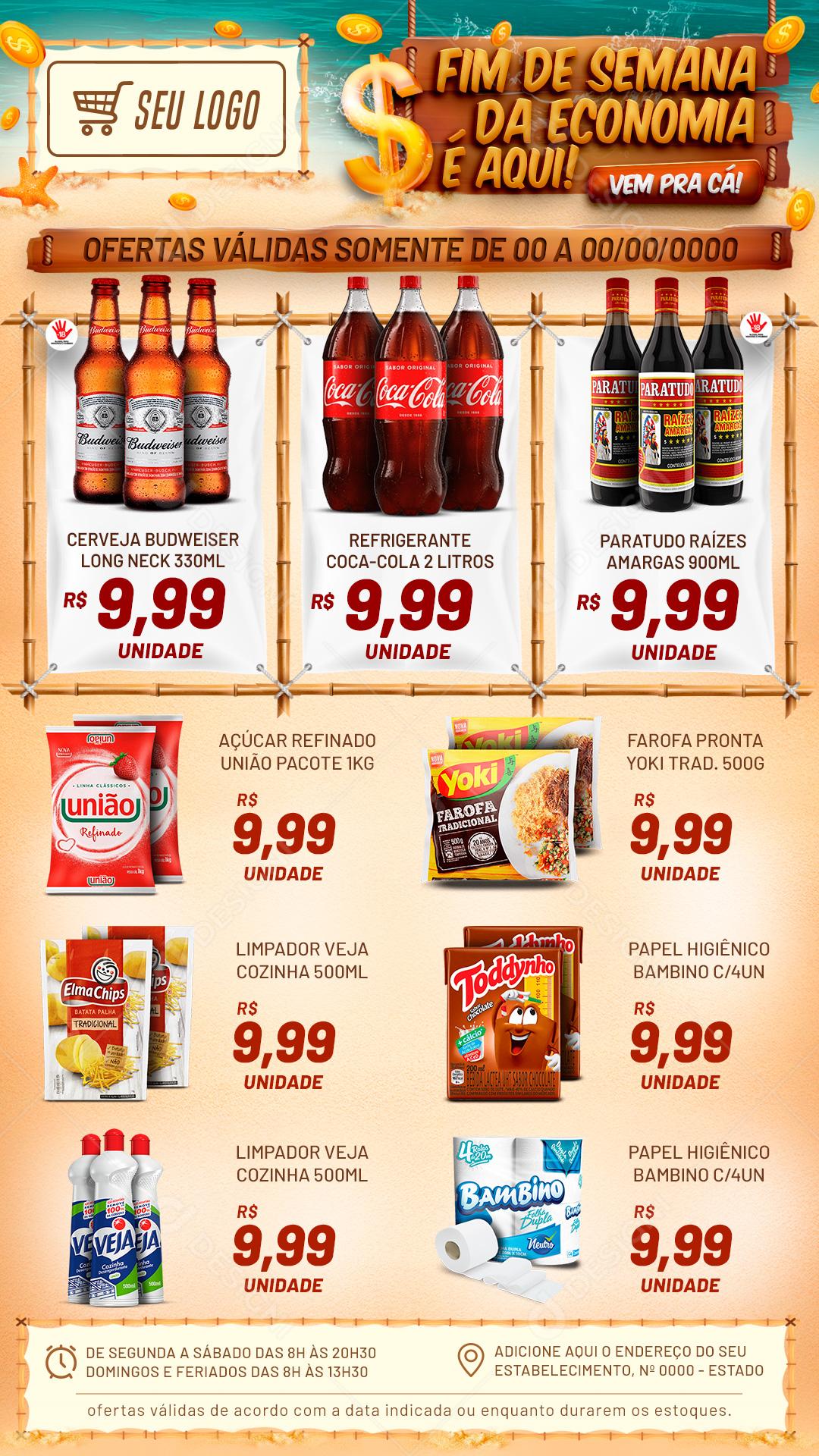 Encarte Fim De Semana Da Economia é Aqui Social  Media PSD Editável