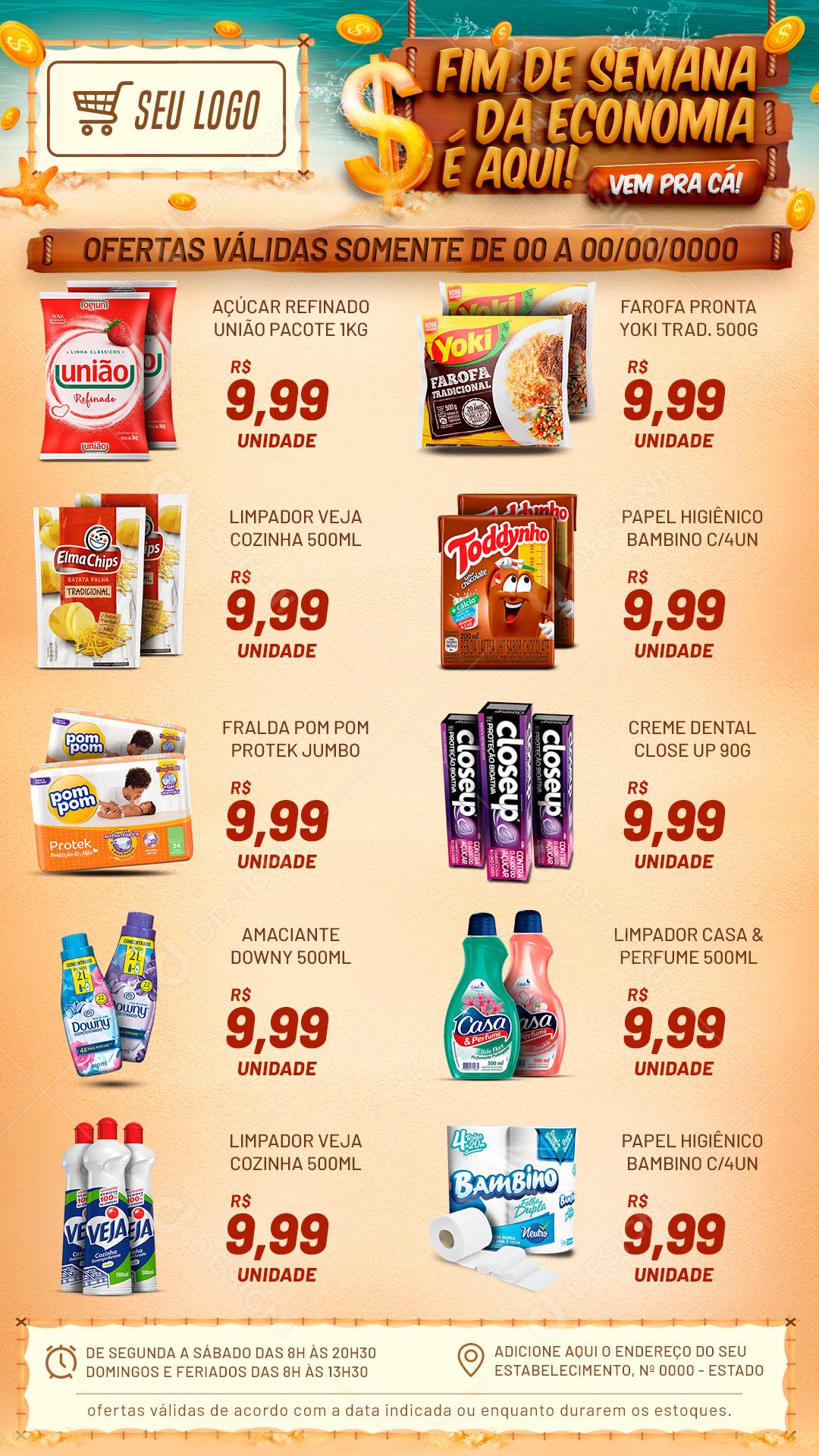 Encarte Fim De Semana Da Economia é Aqui Social  Media PSD Editável