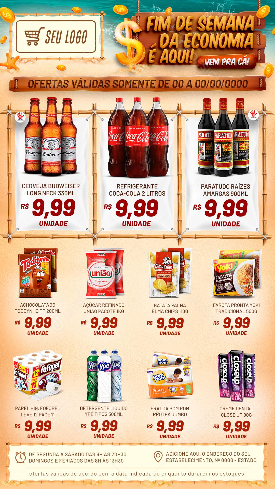 Encarte Fim De Semana Da Economia é Aqui Social  Media PSD Editável