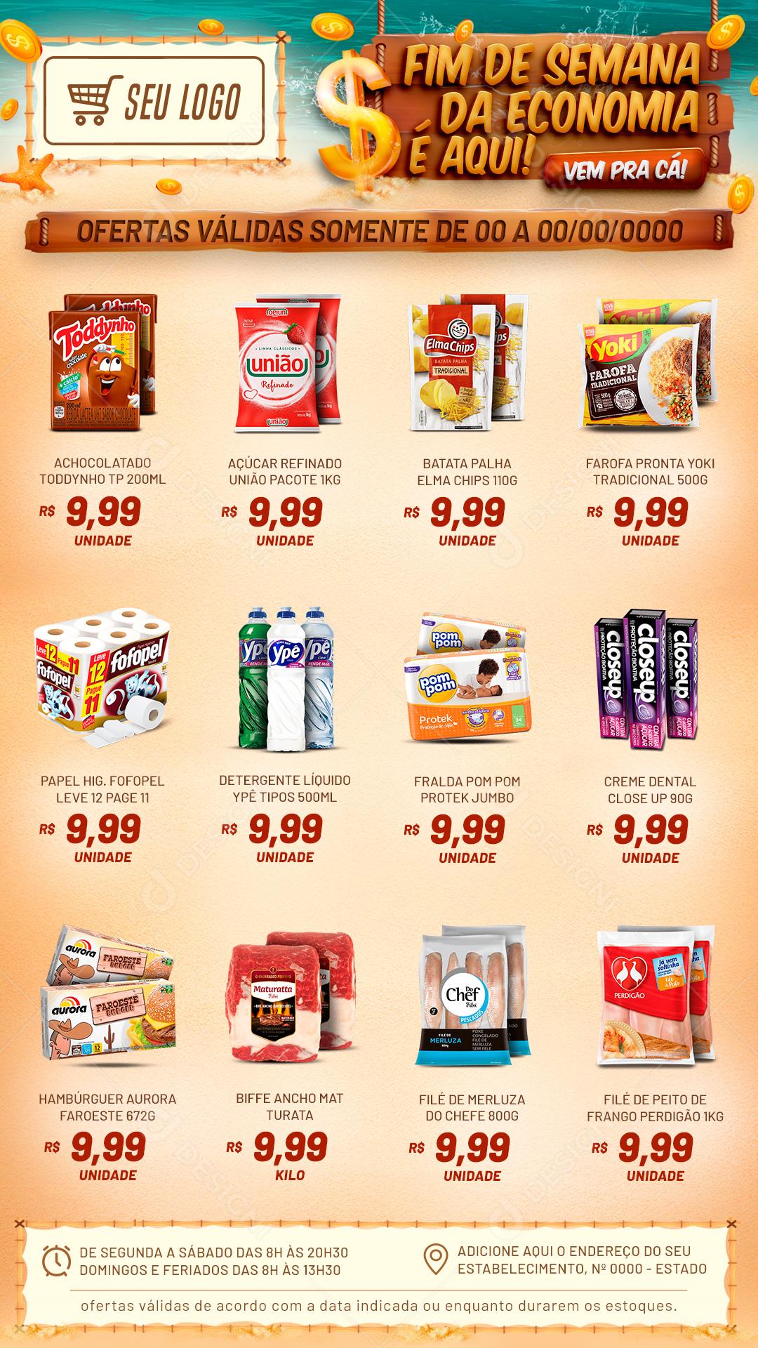 Encarte Fim De Semana Da Economia é Aqui Social  Media PSD Editável