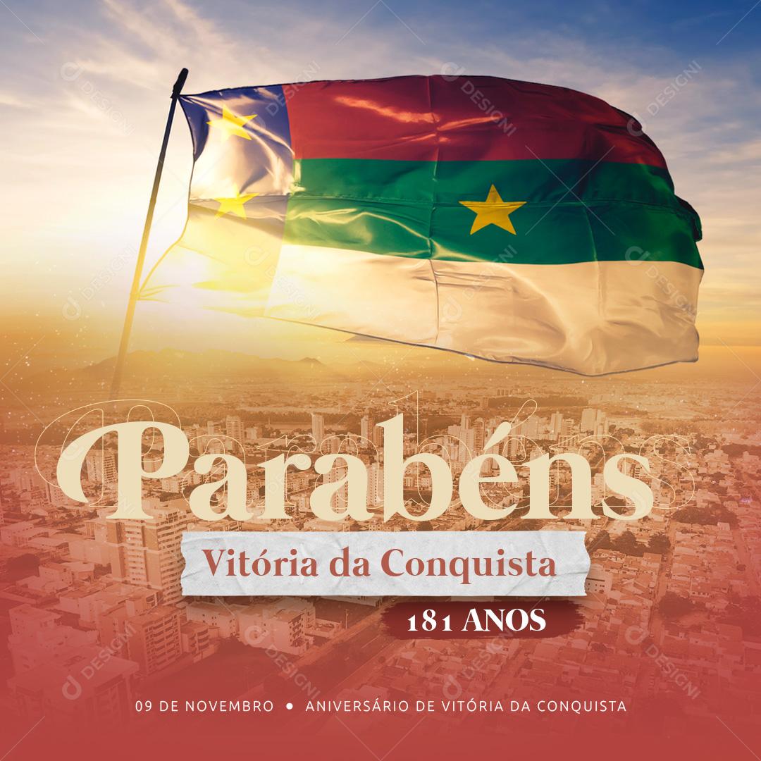 Parabéns Vitória Da Conquista Feliz Aniversario Data Comemorativa Social Media PSD Editável