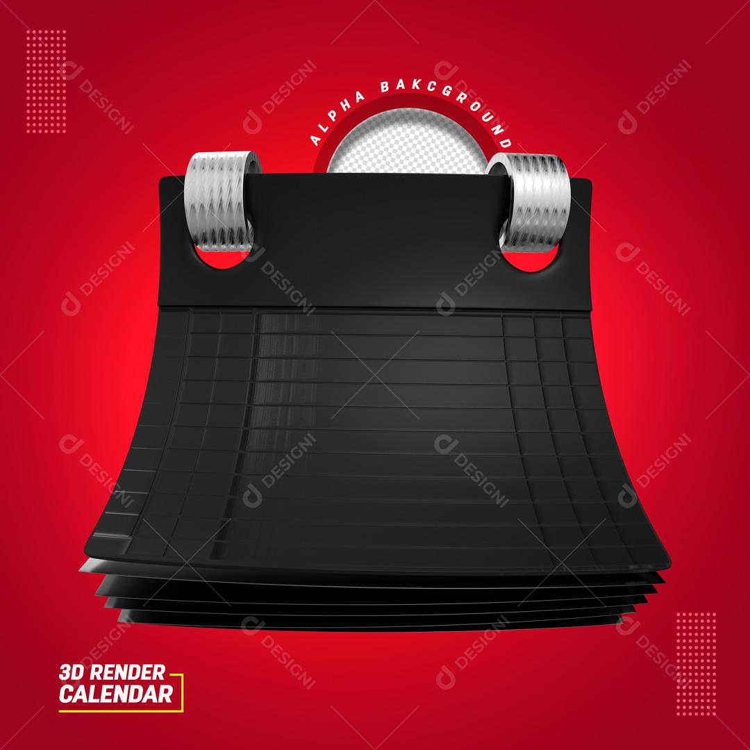 Elemento 3D Para Composição Agenda Preta PSD Editável
