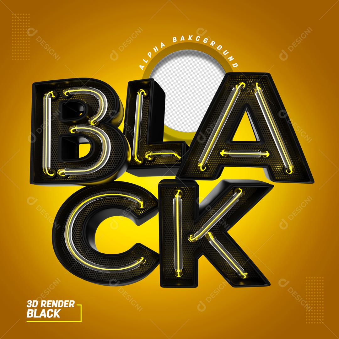Selo 3D Pata Composição Black Friday Com Luz Amarela PSD Editável