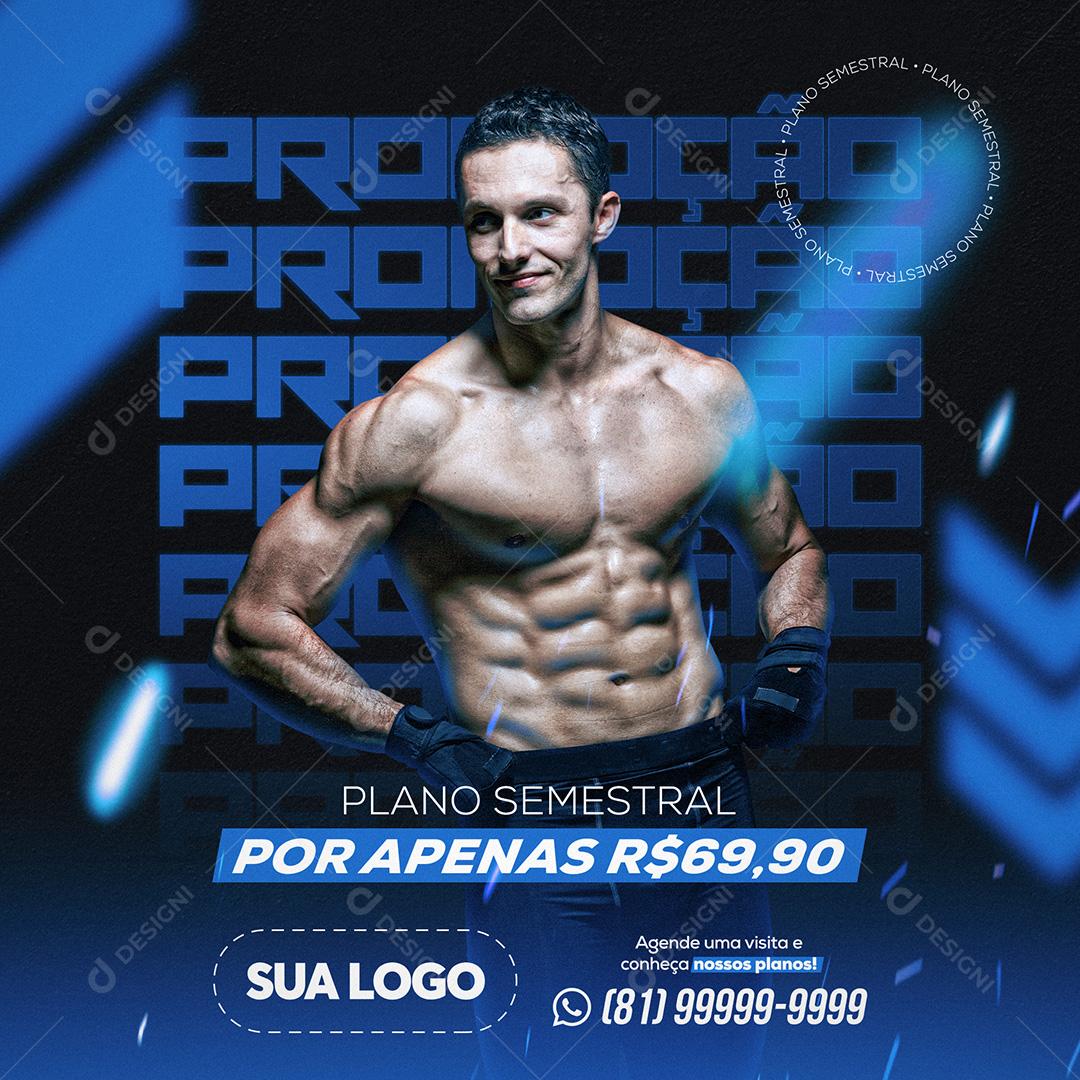 Post Academia Plano Semestral Social Media PSD Editável